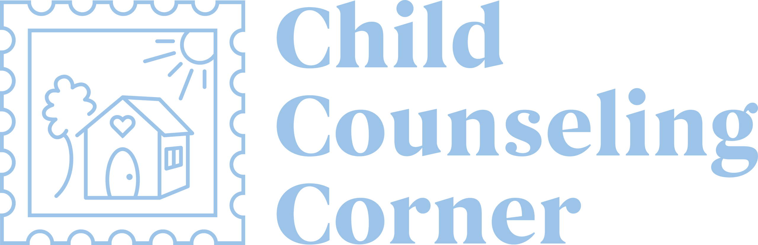 Stamp with house and Child Counseling Corner in text